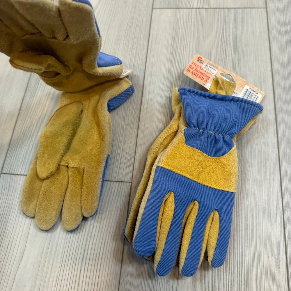 Lot of 2 NWT MidWest USA Sewn Womens Premium Leather Suede Work Gloves Large